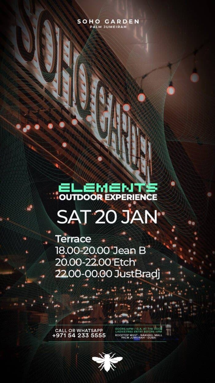 Soho Garden · Elements - Dubai event flyer