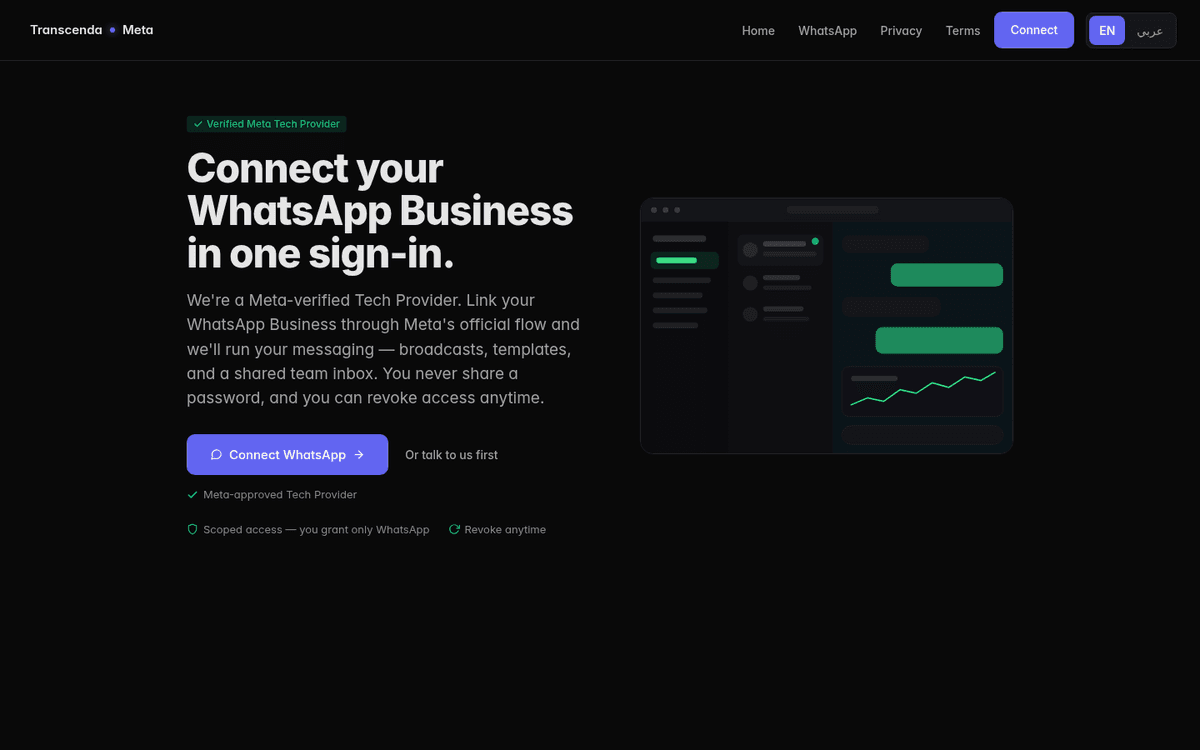 Meta by Transcenda website