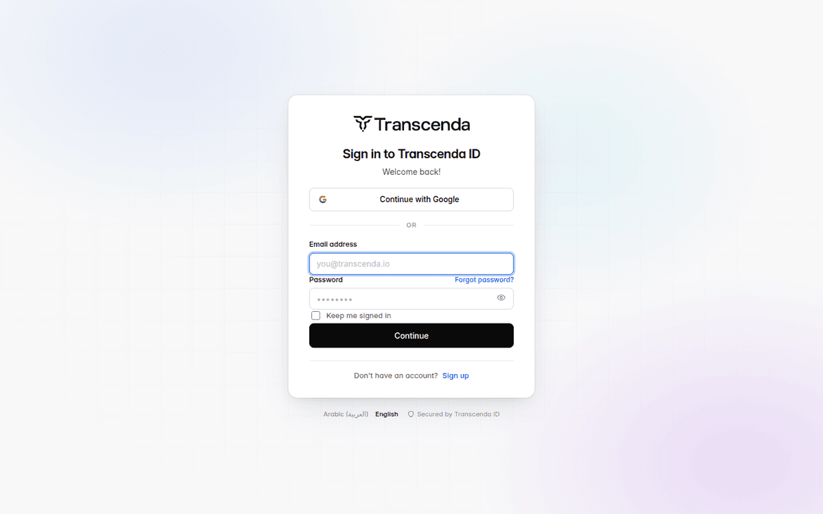 Transcenda Portal website