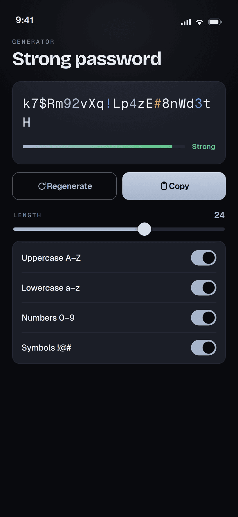 TranVault app screen