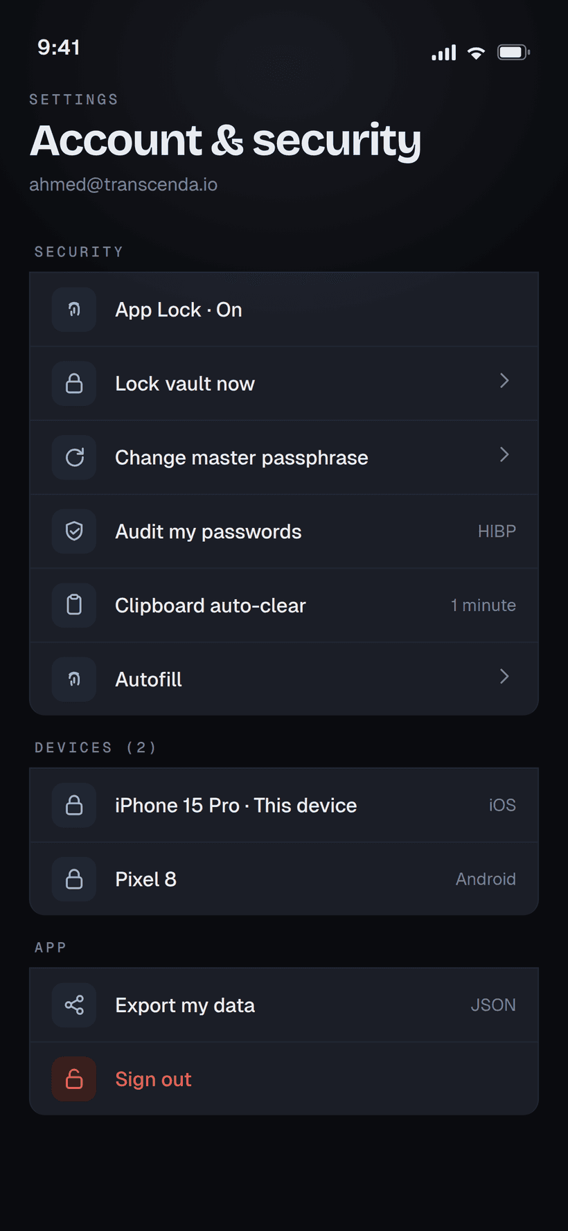 TranVault screen 3